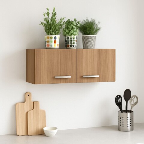 Mueble Aereo de 2 puertas s/estante interior natural 80 x 29 x 30cm - Almendra Mueble Aereo de 2 puertas s/estante interior natural 80 x 29 x 30cm - Almendra