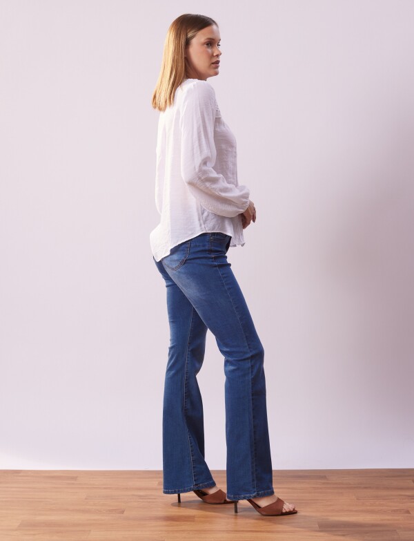 Blusa Botones Detalle Broderie BLANCO