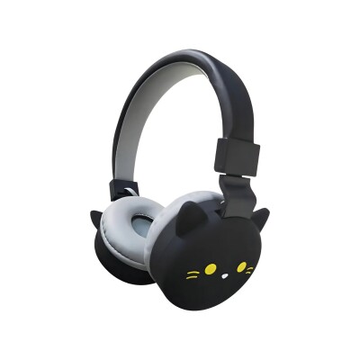 Auriculares bluetooth inalámbricos infantiles con diseño gato negro Auriculares bluetooth inalámbricos infantiles con diseño gato negro