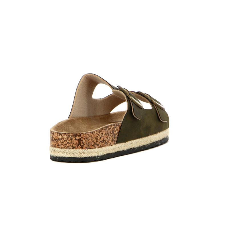 Sandalias Mujer Darkness Dos Tiras Con Hebillas Oliva