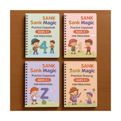 SET DE 4 LIBROS DIDACTICOS DE ESCRITURA REUTILIZABLE 18.5*13CM 001