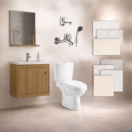 BAÑO COMPLETO N°1 INODORO CON MOCHILA + MUEBLE DE BAÑO 50 CM CON ESPEJO + GRIFERIA + CERAMICA DE PISO Y PARED BAÑO COMPLETO N°1 INODORO CON MOCHILA + MUEBLE DE BAÑO 50 CM CON ESPEJO + GRIFERIA + CERAMICA DE PISO Y PARED