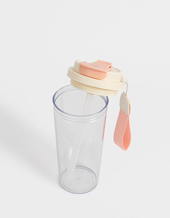 Accesorios Cocina Estampados Vaso Alto De Plástico Estampado Con Manija. - Rosa Bebe