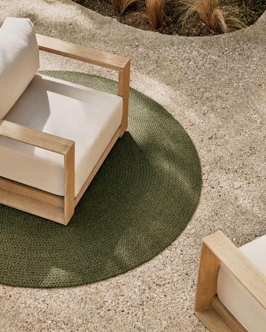 Alfombra Despas en fibras sintéticas beige Ø150 cm verde Ø150 cm