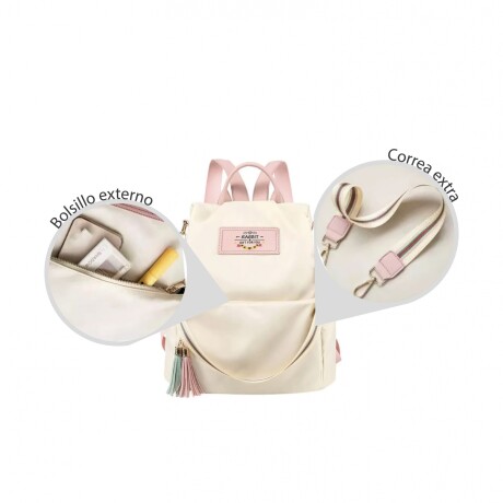 Mochila Para Dama De Lona Moderna Comoda y Resistente Crema
