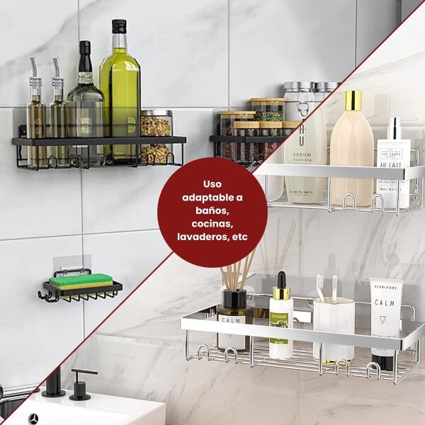 Estante Organizador Accesorio Baño Ducha Set X3 Jabonera Adhesivo Imback Color Negro Estante Organizador Accesorio Baño Ducha Set X3 Jabonera Adhesivo Imback Color Negro