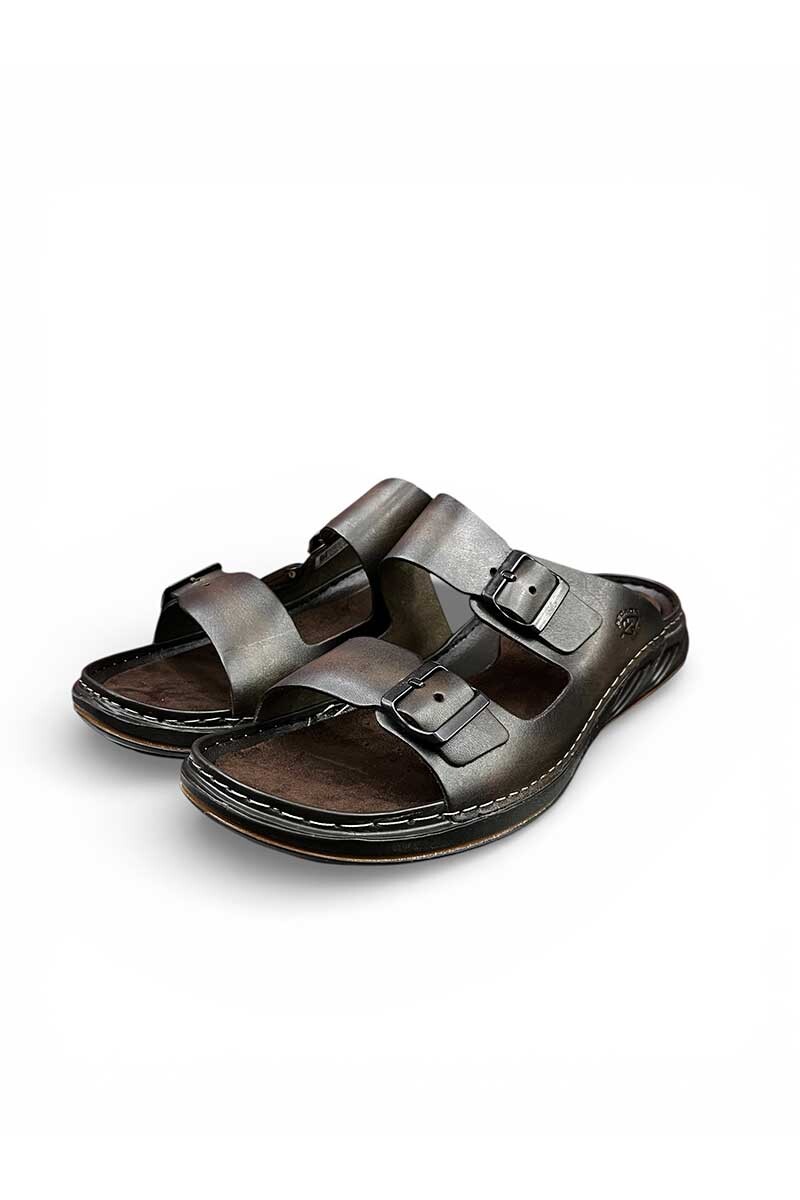 SANDALIA PEGADA CUERO 134106 2 HEBILLAS 