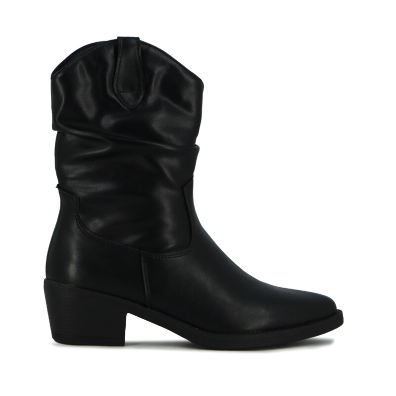 Darkness Bota De Dama Tejana Caña Baja Taco Bajo Cuadrado - Negro Negro