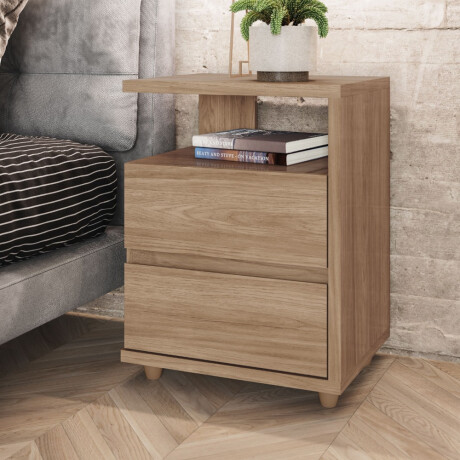 MESA DE LUZ O NOCHE CON ESPACIO Y DOS CAJONES RUSTICO