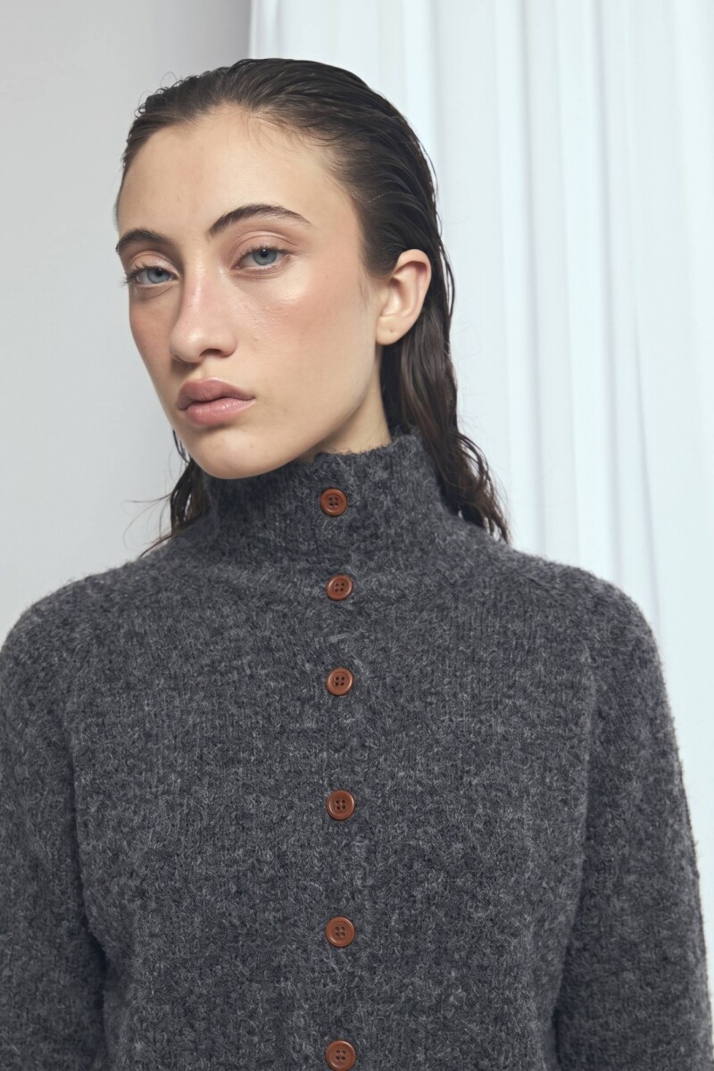 Cardigan abotonado gris oscuro