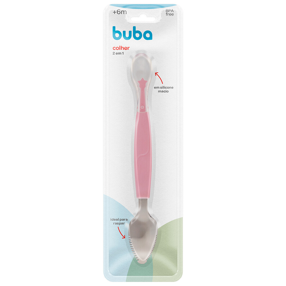 Cuchara 2 en 1 pelador BUBA rosado