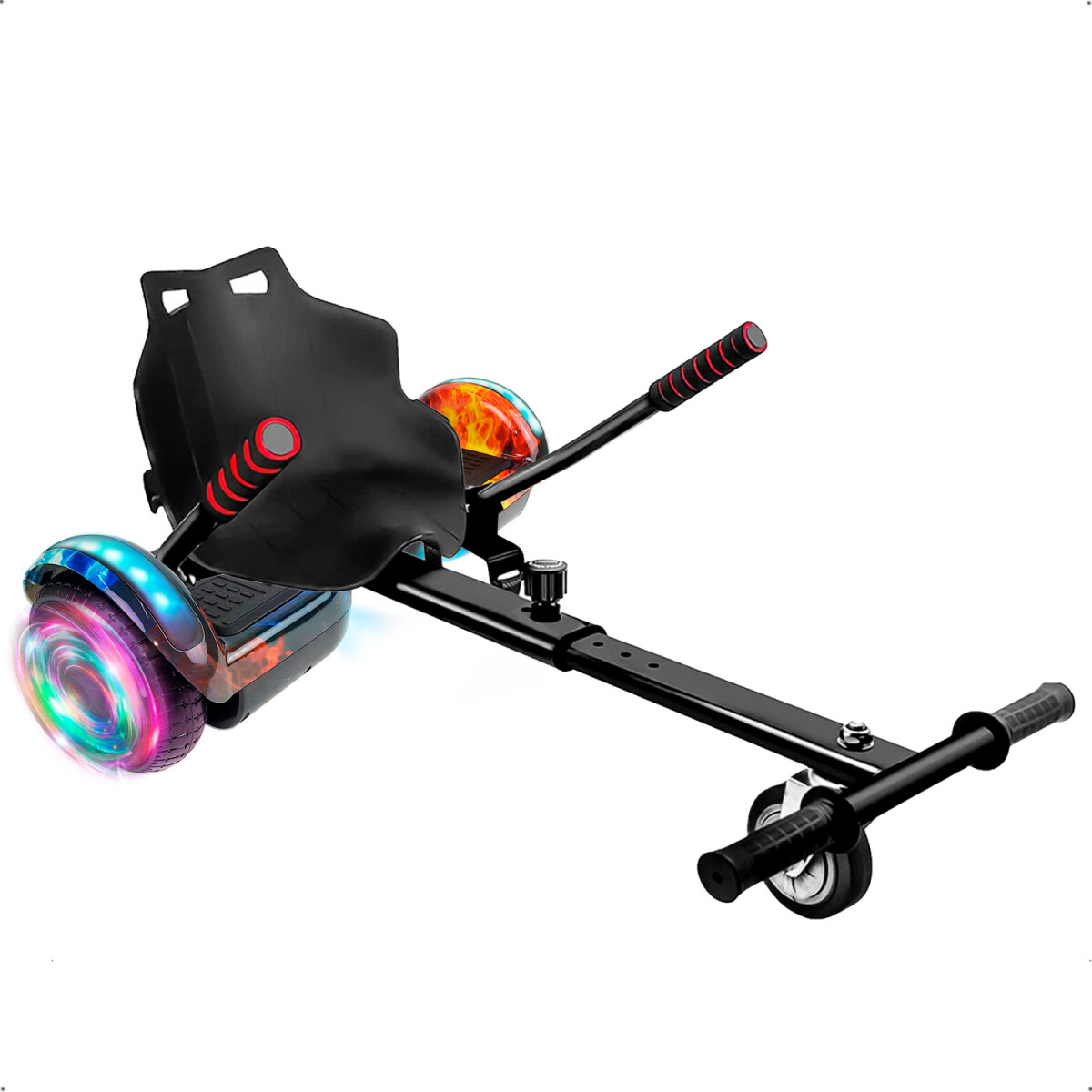 Combo De Skate Eléctrico 6.5" Con Luces Y Bluetooth + Asiento Para Hoverboard - MULTICOLOR 