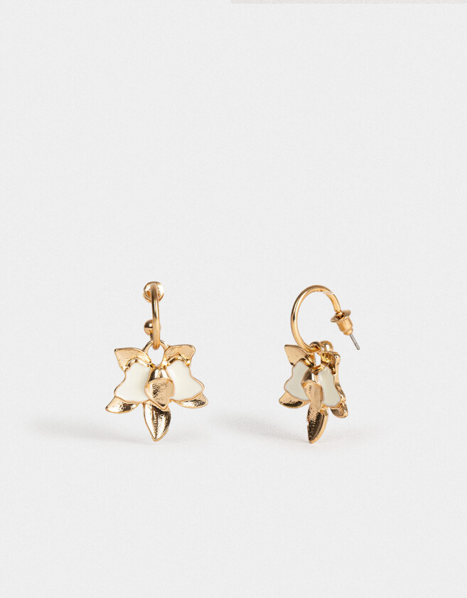 Aros Argollas Flores Argollas Dije Flor - Dorado