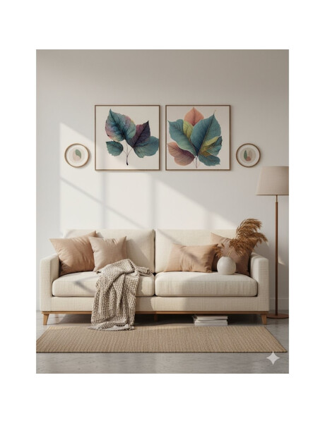 CUADRO CANVAS 40x40cm MARCO HOJA POPLAR COLORES 2 CUADRO CANVAS 40x40cm MARCO HOJA POPLAR COLORES 2