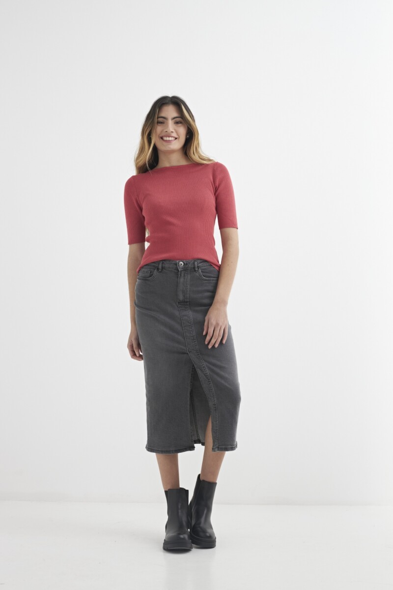 Falda denim midi NEGRO