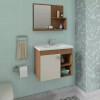 Kit De Armario De Baño Lotus Con Espejo Café/blanco Mdf Mg Kit De Armario De Baño Lotus Con Espejo Café/blanco Mdf Mg
