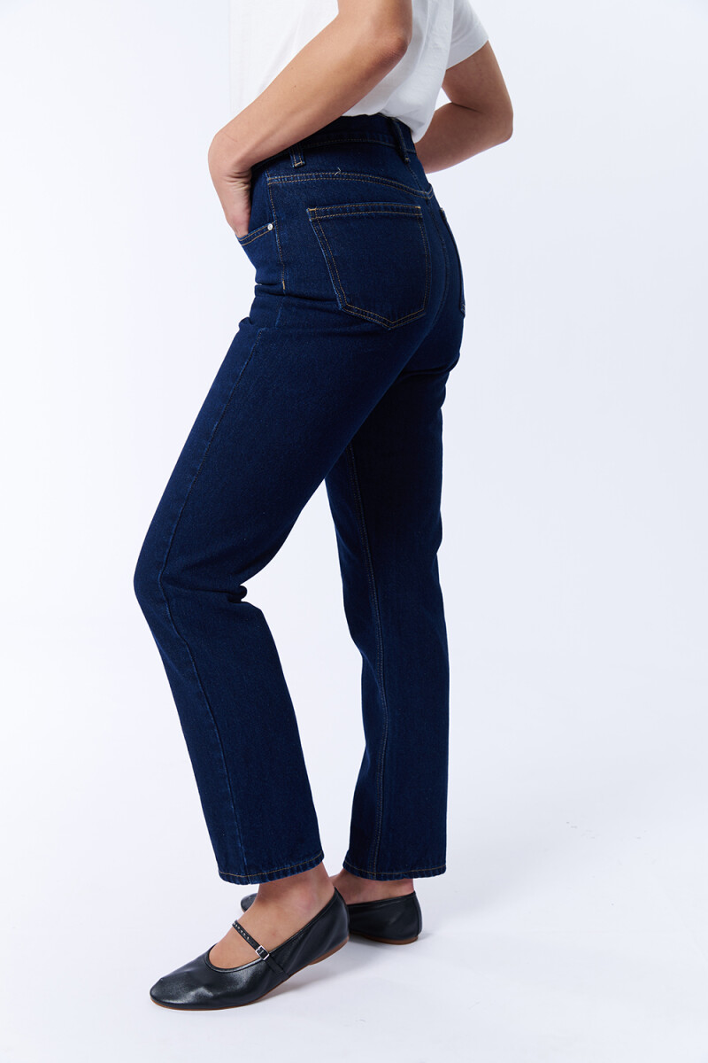 Pantalón Jean Recto Clásico Azul Oscuro