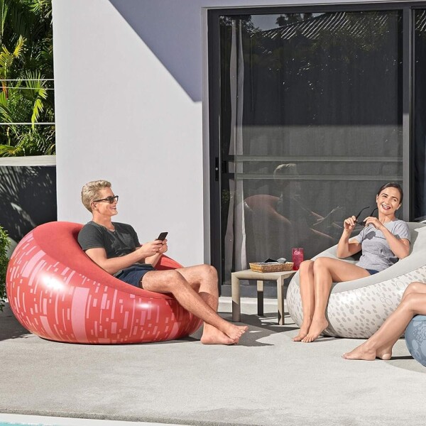 Puff Inflable Sillón Asiento Respaldo Bestway Silla Grande Variante Color Rojo