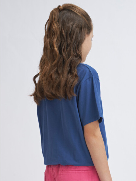Camiseta manga corta con elástico Azul