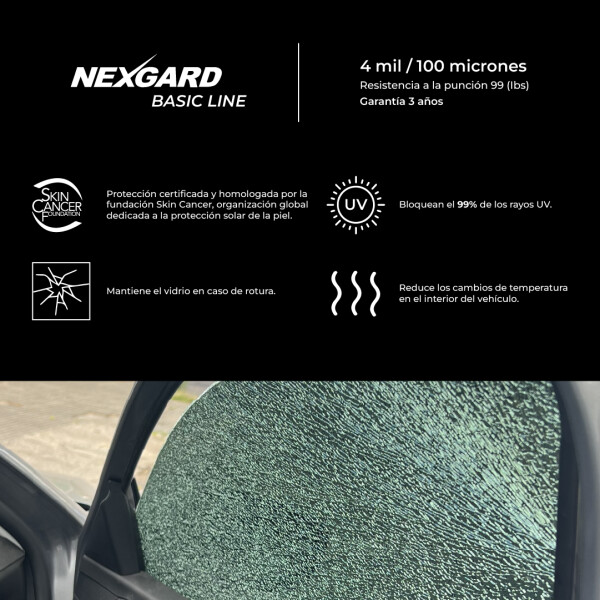 Polarizado Suv. Marca: Nexgard. Tono: Claro. 100 Micrones Polarizado Suv. Marca: Nexgard. Tono: Claro. 100 Micrones
