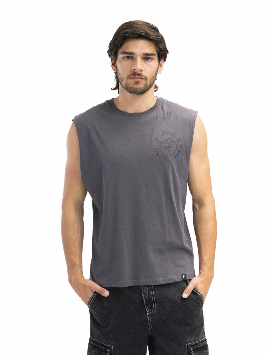 Musculosa Estampada Oversize - Grafito/ Fantasía 1 