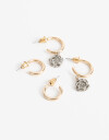 Aros Argollas Set Metal Set De Argollas Con Dije - Dorado