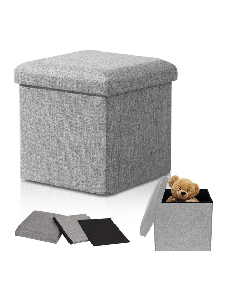 PUFF PLEGABLE DE LINO GRIS