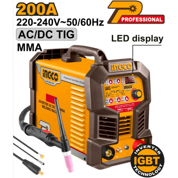 SOLDADORA INVERTER AC/DC TIG MMA 200A INGCO ING-ACDCTIG20068 SOLDADORA INVERTER AC/DC TIG MMA 200A INGCO ING-ACDCTIG20068