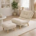 Poltrona Reclinable Con Puff Apoyapies Tapizado Beige
