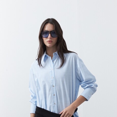 CAMISA DANAE STRIPE Blanco/Celeste