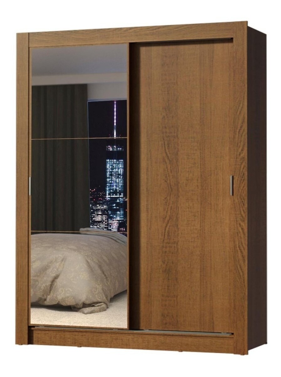 Ropero Placard 2 Puertas Corredizas 1 Espejo Denver - Marrón 