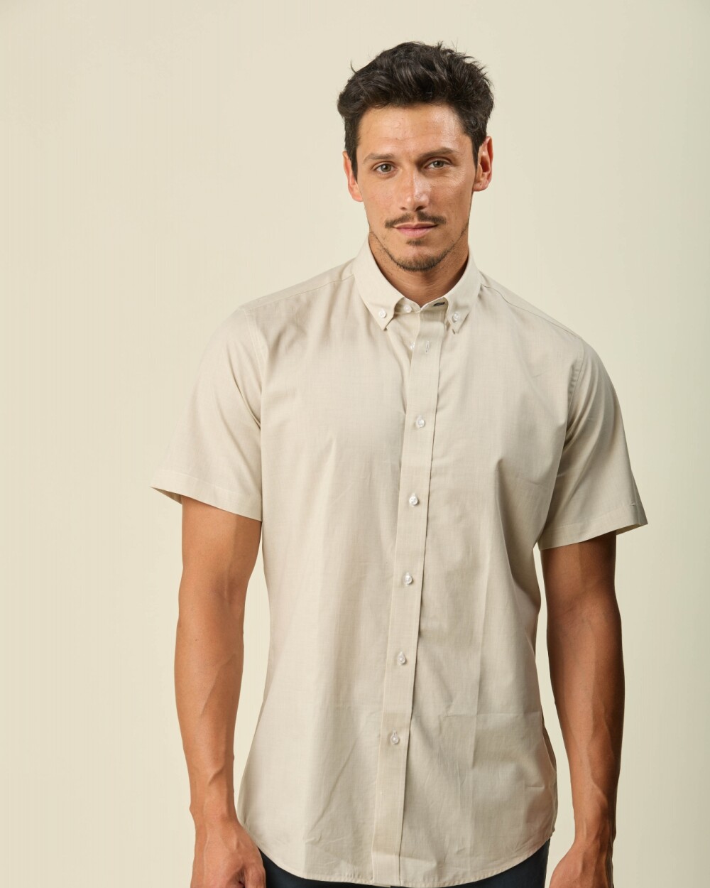 Camisa Manga Corta Beige