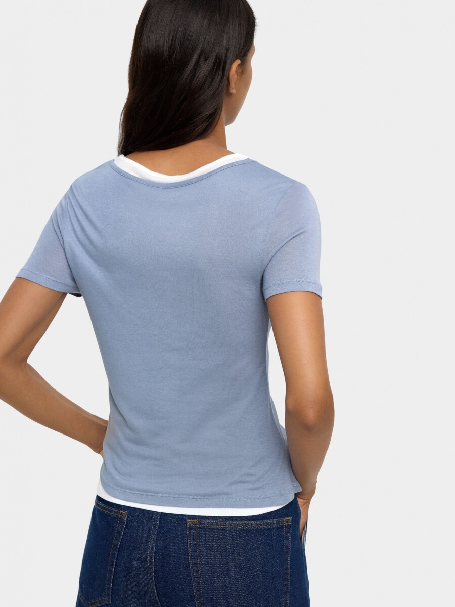 Camiseta Básica Bicolor azul