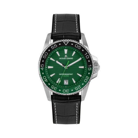 Reloj Jacques Lemans con Malla de Cuero y Esfera Redonda Reloj Jacques Lemans con Malla de Cuero y Esfera Redonda