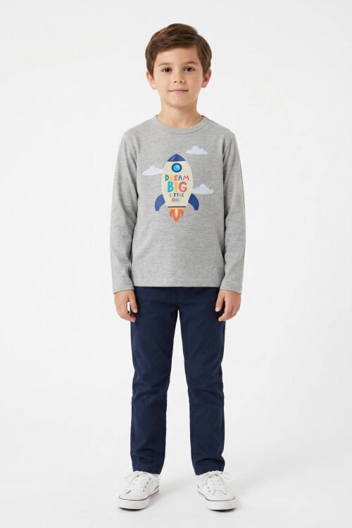Camiseta manga larga GRIS MELANGE