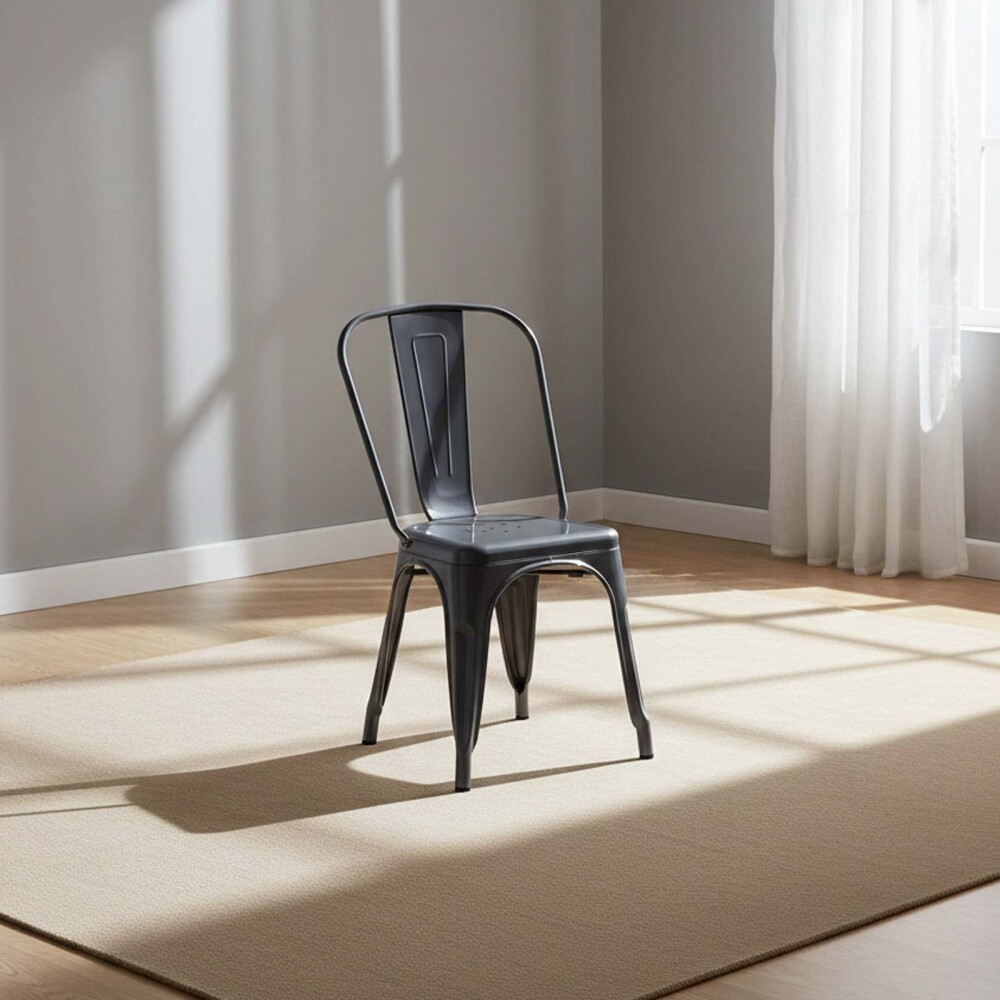 SILLA DE COMEDOR CY-20002 METAL NEGRO ESTILO TOLIX