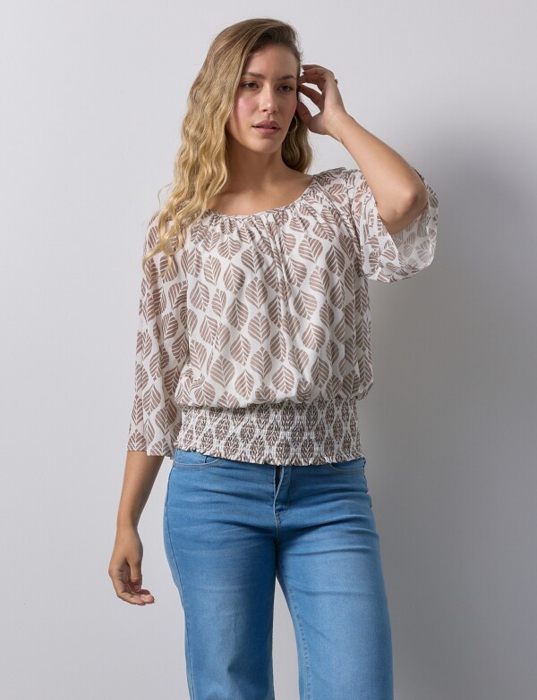 Blusa Frunce MULTI/BEIGE