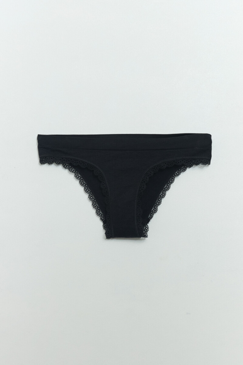 Bombacha bikini encaje microfibra Negra