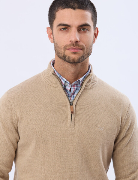 BUZO TEJIDO CON CIERRE Beige
