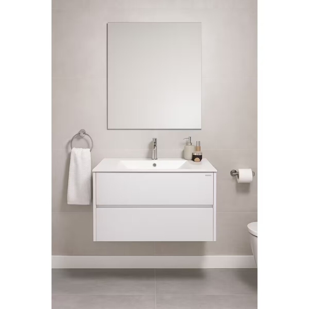 Mueble de baño suspendido Blanco 60 cm con bacha de loza Mueble De Baño Suspendido Blanco 60 Cm Con Bacha De Loza