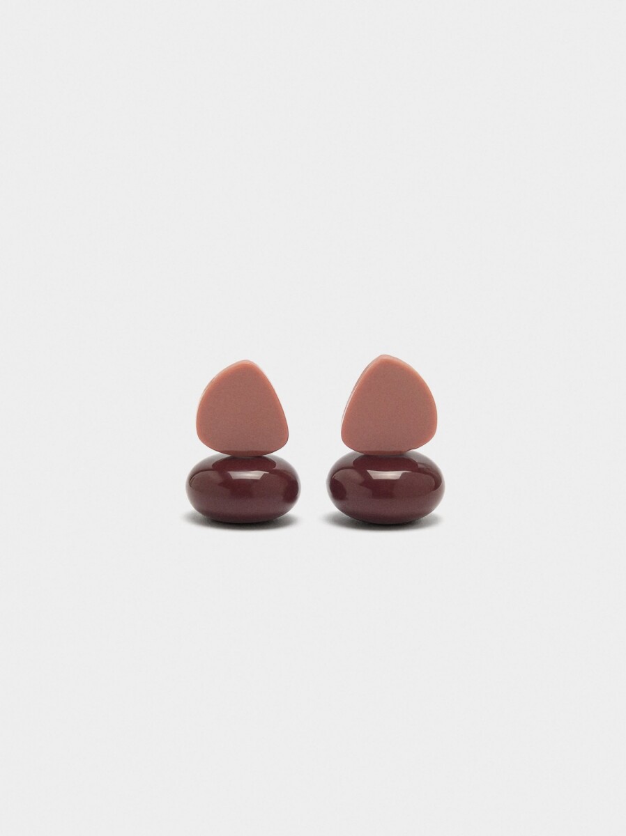 Pendientes Cortos Con Resina - rosa 