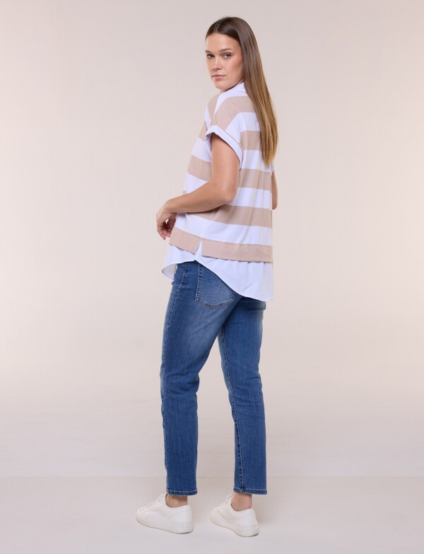 Remera Polo Twofold Ruedo Camisero BEIGE