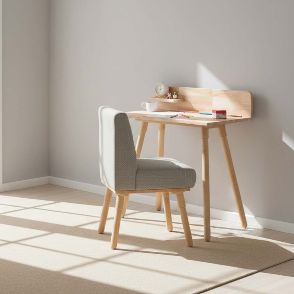 SET KIDS ESCRITORIO/SILLA - MADERA NATURAL-BEIGE WONDERLAND 