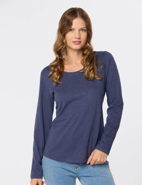 REMERA LISA MANGA LARGA Azul
