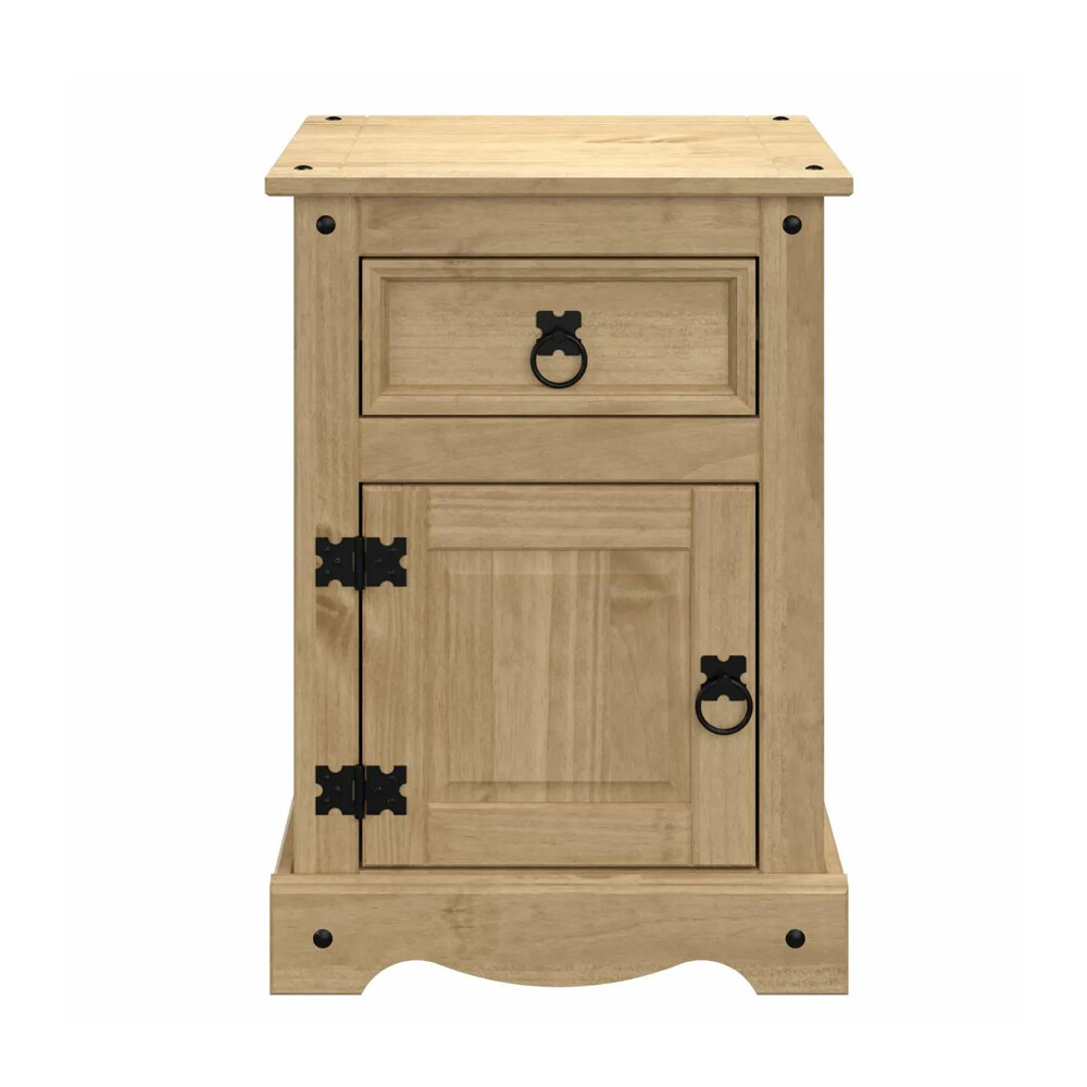 MESA DE LUZ O NOCHE 1 PUERTA 1 CAJÓN MADERA MACIZA EN LÍNEA MEXICANA COLOR MADERA