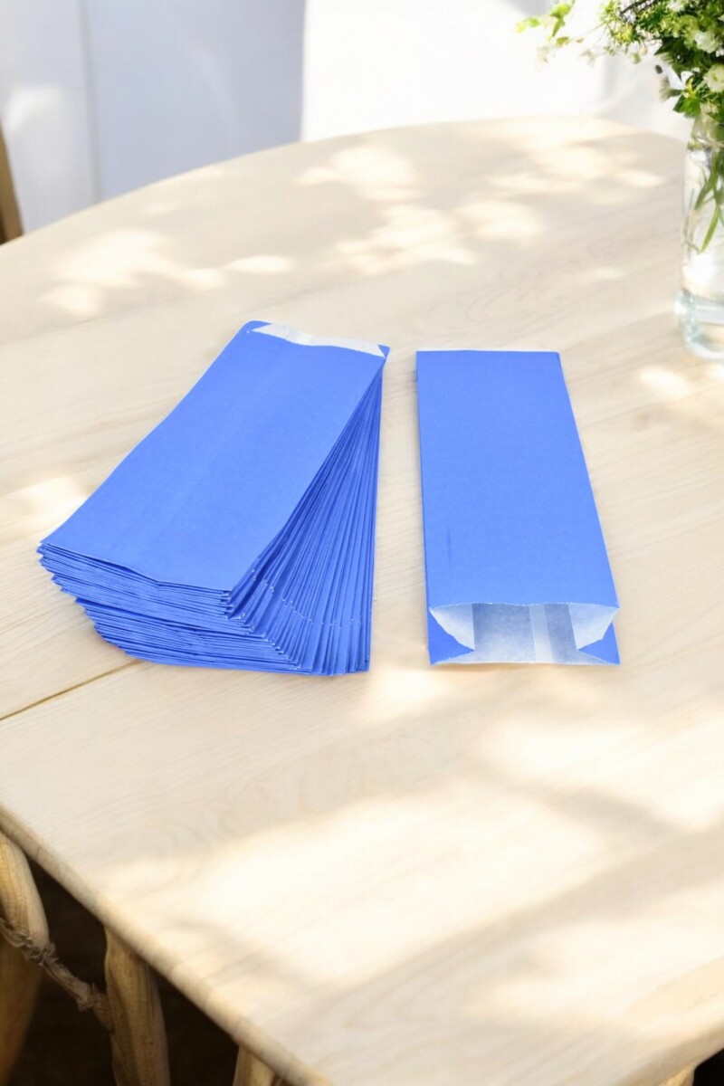 Pack x 200 - sobres papel sin base con fuelle 9x5x25 cm - AZUL 