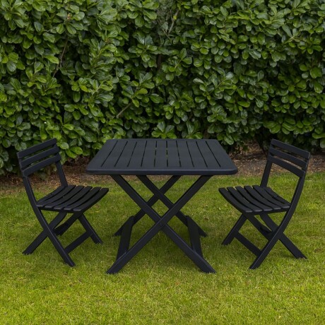 Set x2 Silla Plegable Simil Madera + Mesa Plegable NEGRO