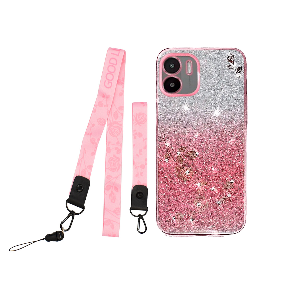 Protector Xiaomi Redmi A1/A2 brillos rosa + correas 