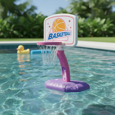 Aro De Básquet Infantil Para Piscina 2 Alturas 74cm y 112cm Rosa