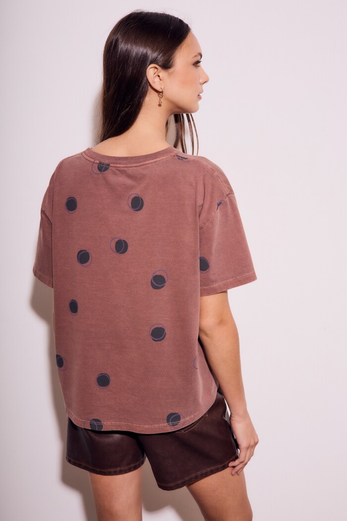 Remera Algodon Lunares Marron Marron